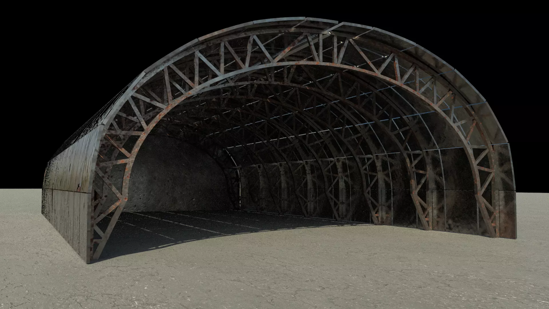 Warehouse hangar Low-poly 3D model_0
