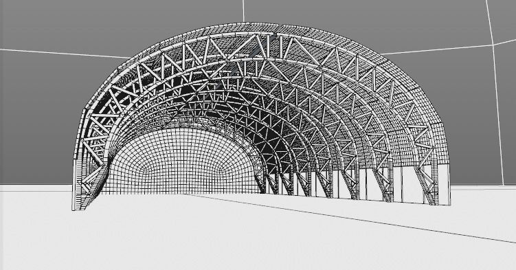 Warehouse hangar Low-poly 3D model_1
