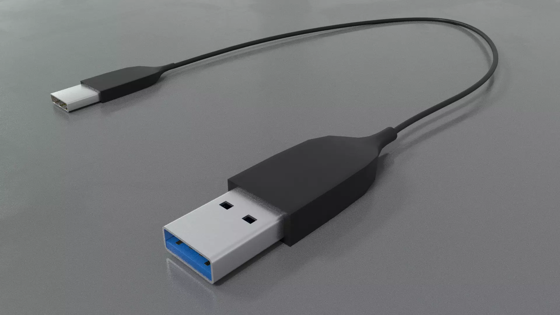 USB to USB Type-C Low-poly 3D model_0