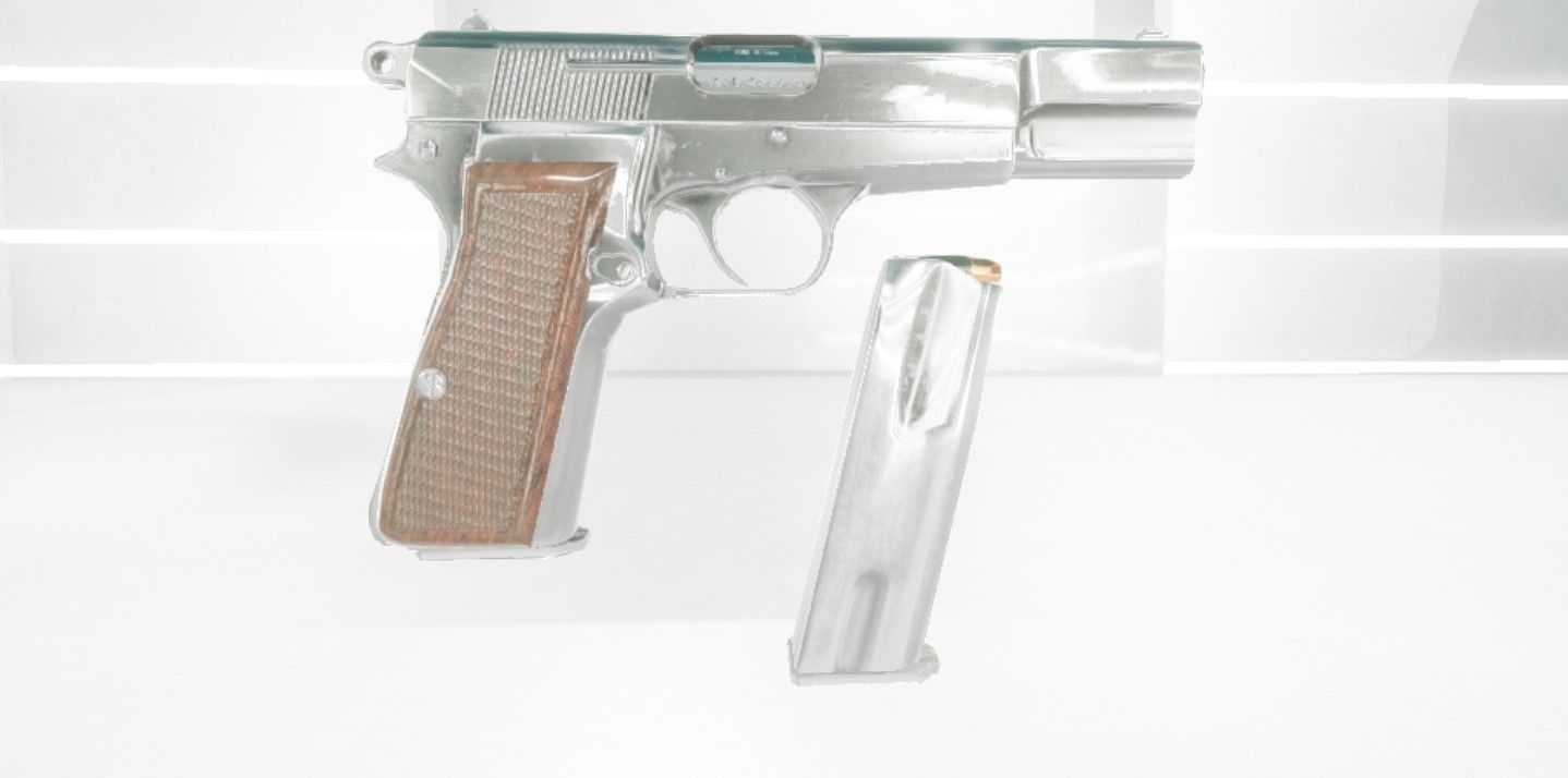 Browing silver gun Low-poly 3D model_1