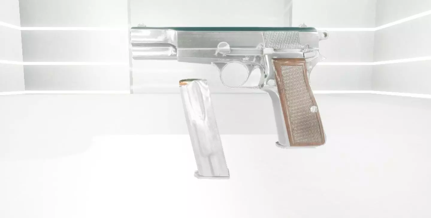 Browing silver gun Low-poly 3D model_0