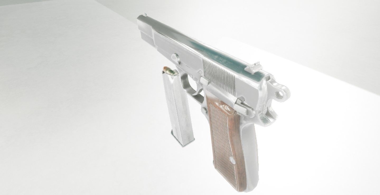 Browing silver gun Low-poly 3D model_2