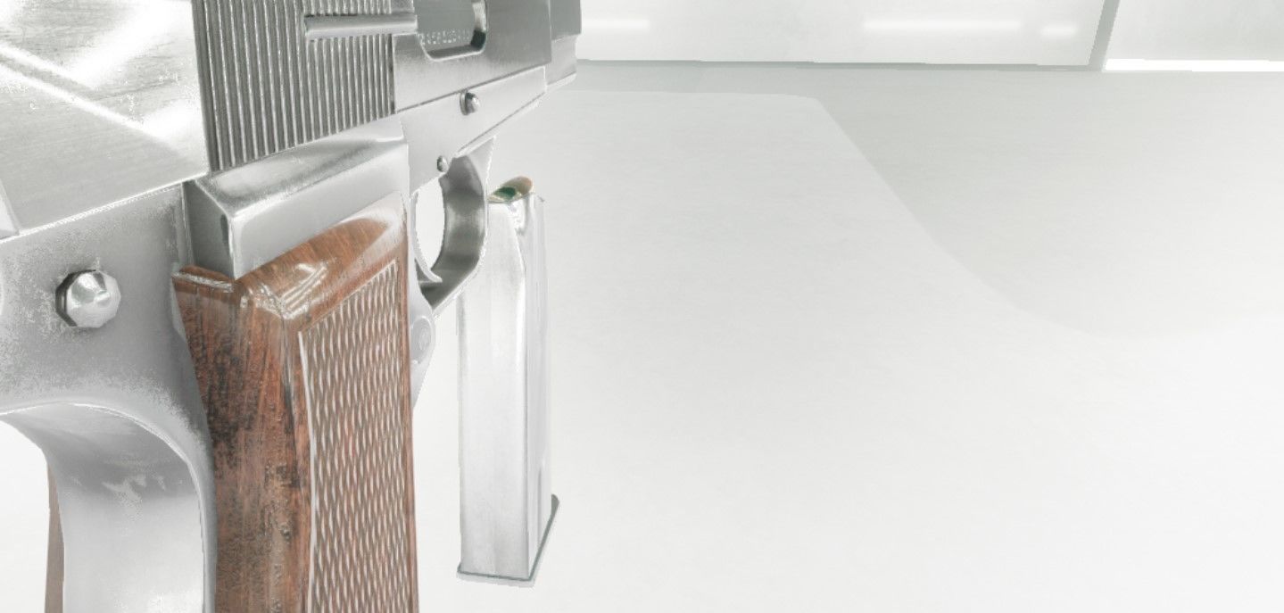 Browing silver gun Low-poly 3D model_4