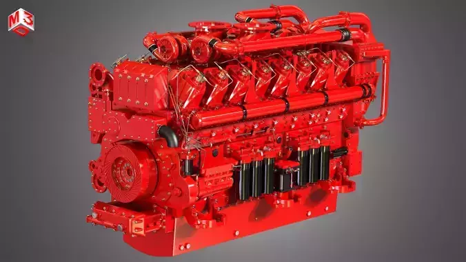  QSK95 16 Cylinders Engine - Marine Turbocharged Diesel Engine 3D model