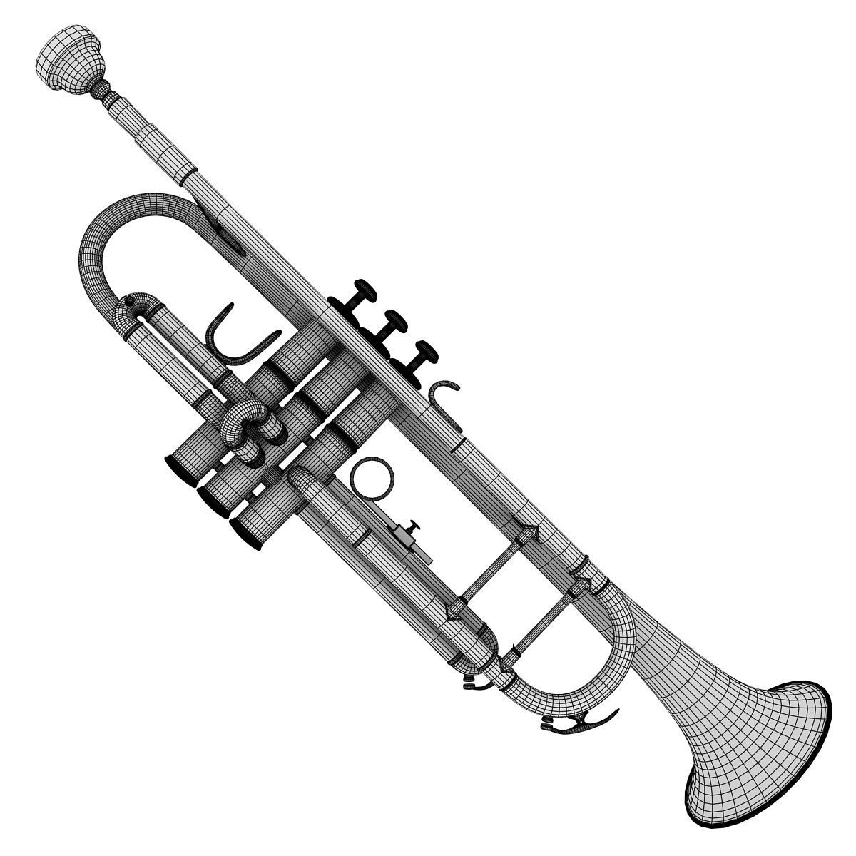 Trumpet gold 3D model_8