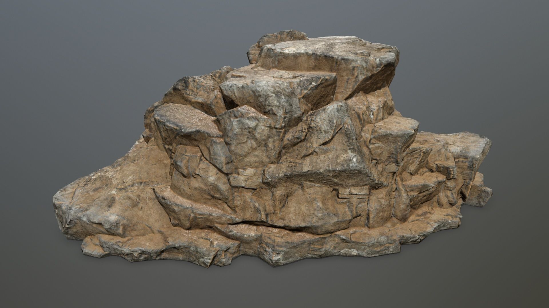 desert rock Low-poly 3D model_8