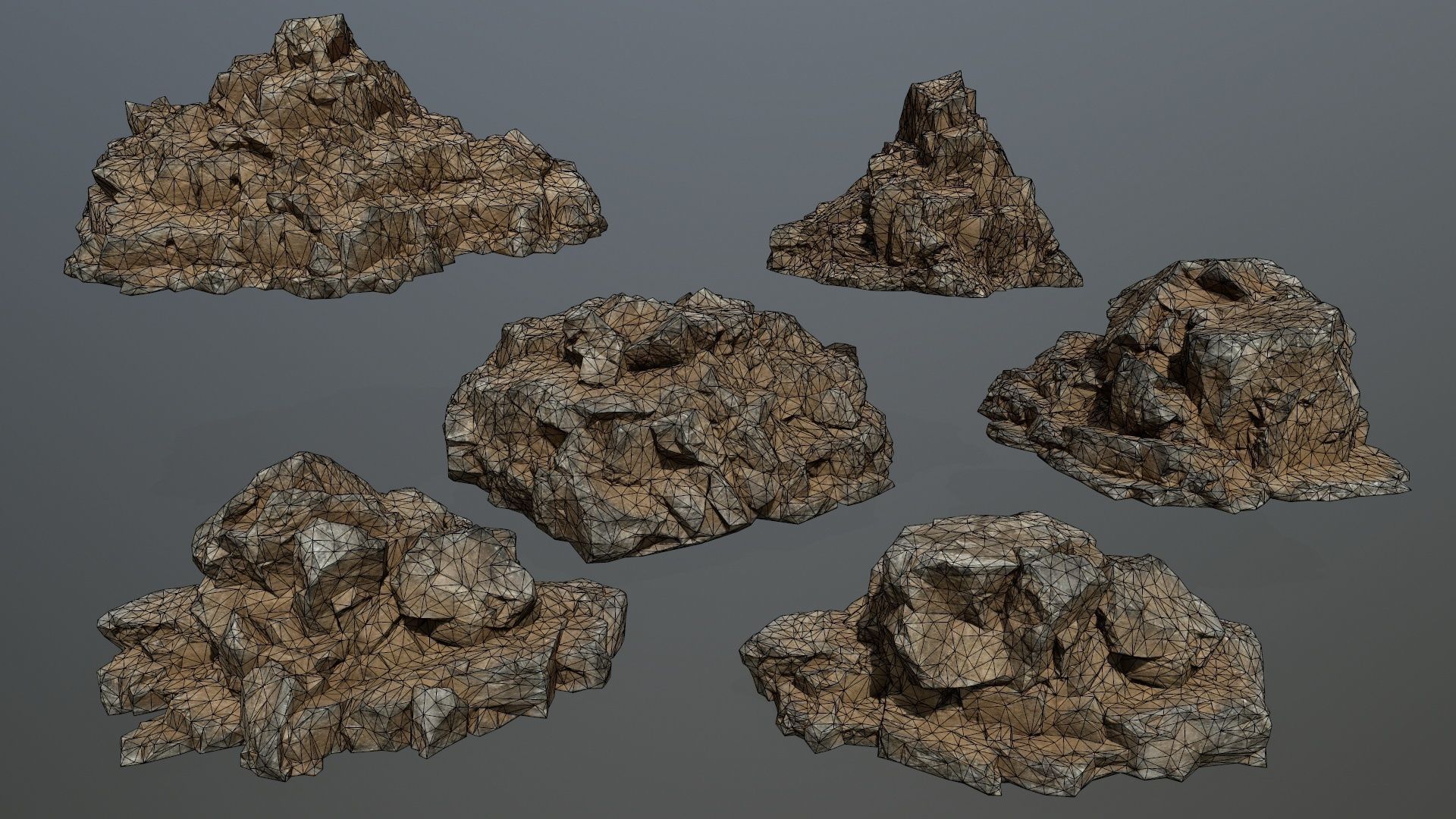 desert rock Low-poly 3D model_24