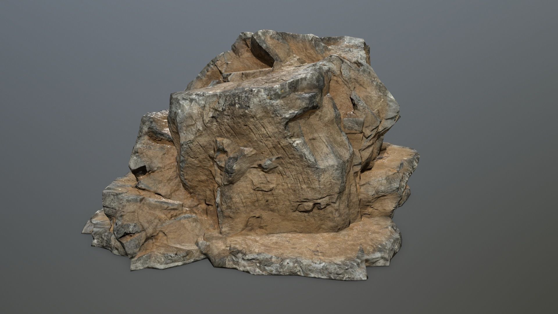 desert rock Low-poly 3D model_4