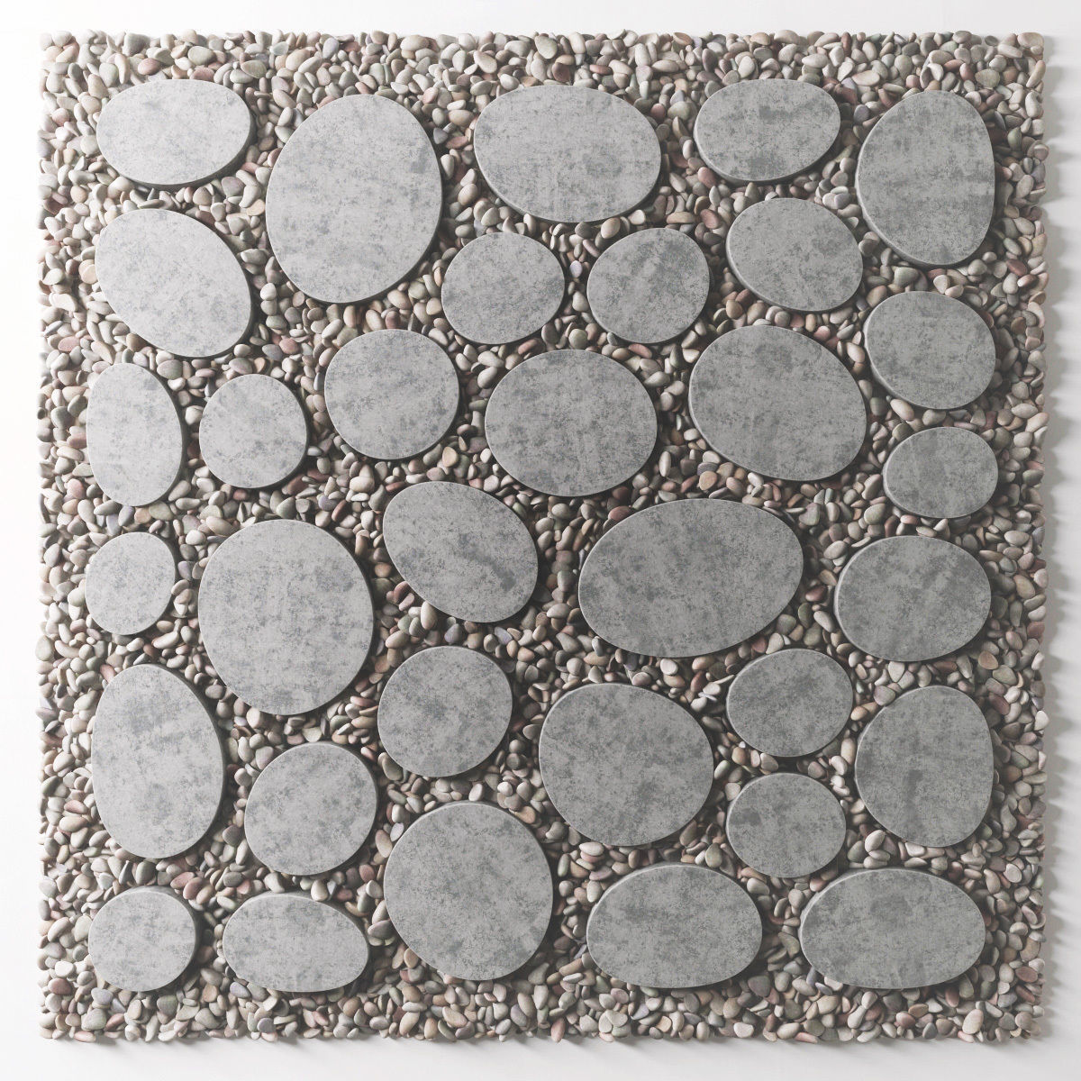 Tile square oval pebble n1 3D model_5