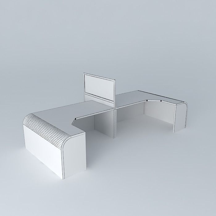 Huge Desk Free 3D model_4