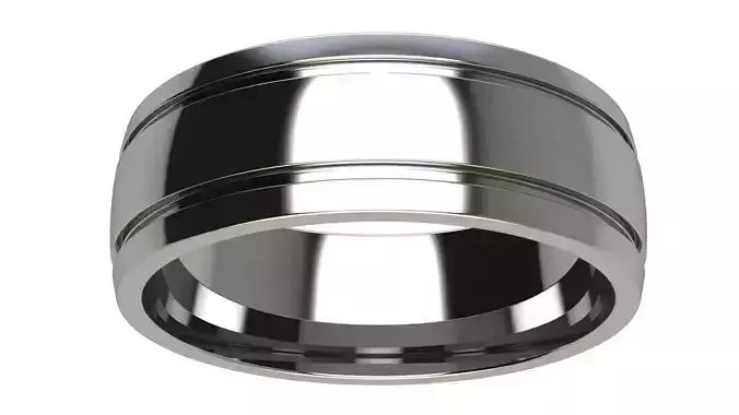 2 Grooves Wedding Band 7 mm wide