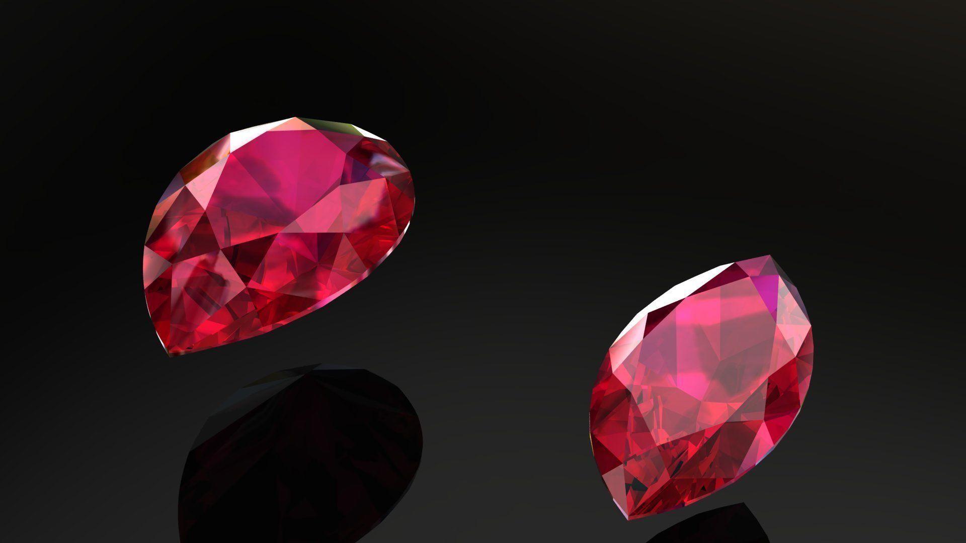 Ruby Gem Stones pack Low-poly 3D model_1