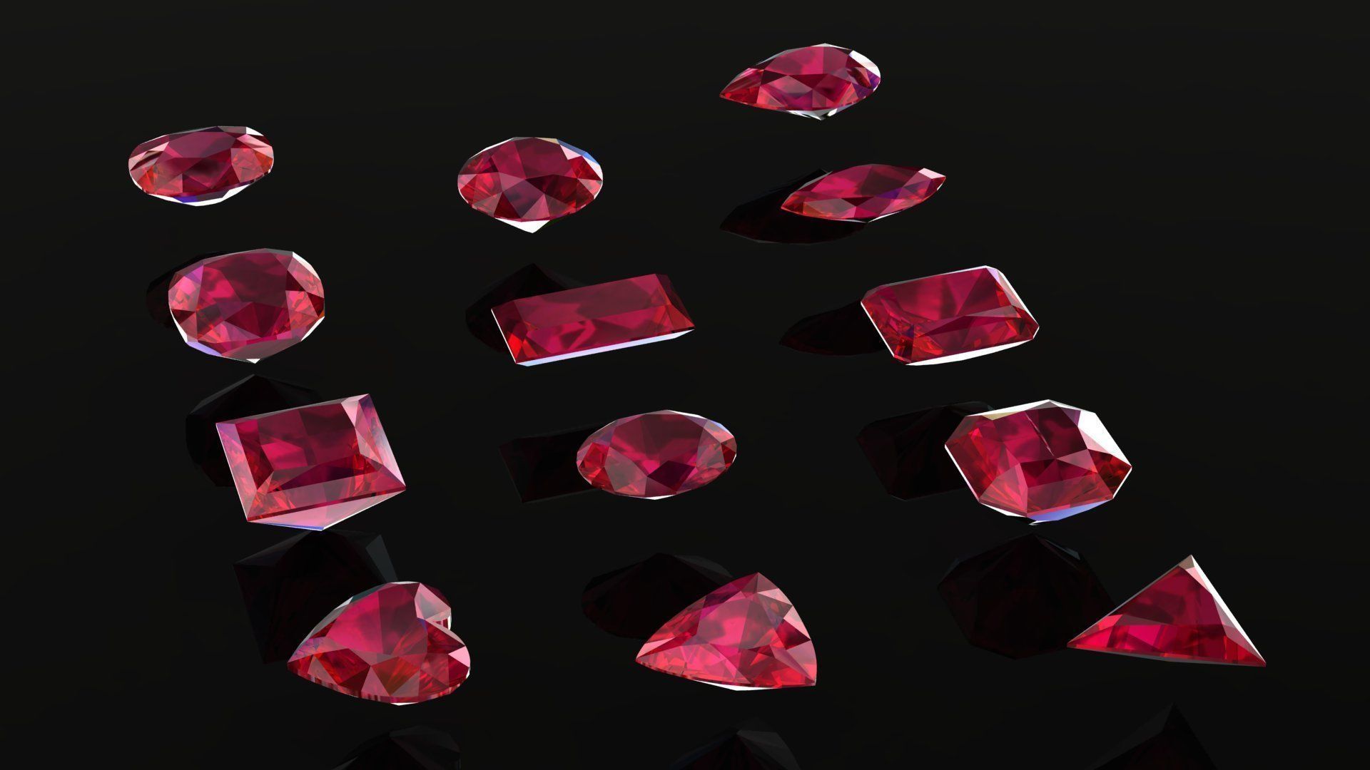 Ruby Gem Stones pack Low-poly 3D model_7