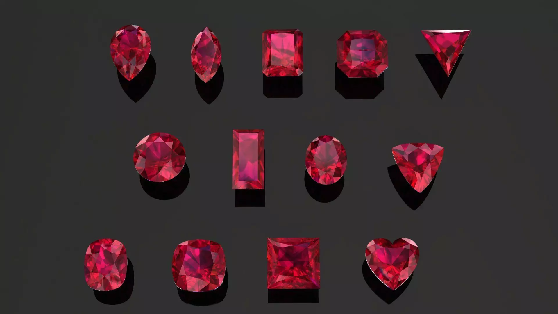 Ruby Gem Stones pack Low-poly 3D model_0