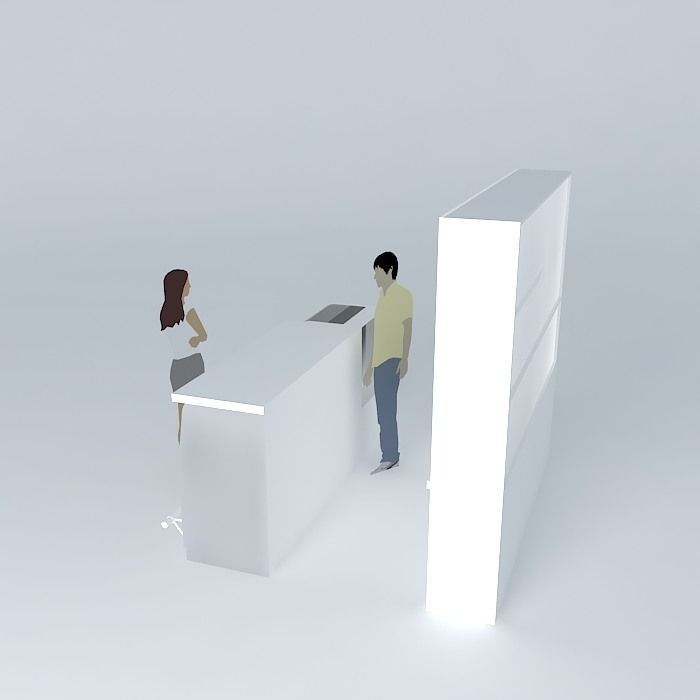 Wgite shop counter Free 3D model_1