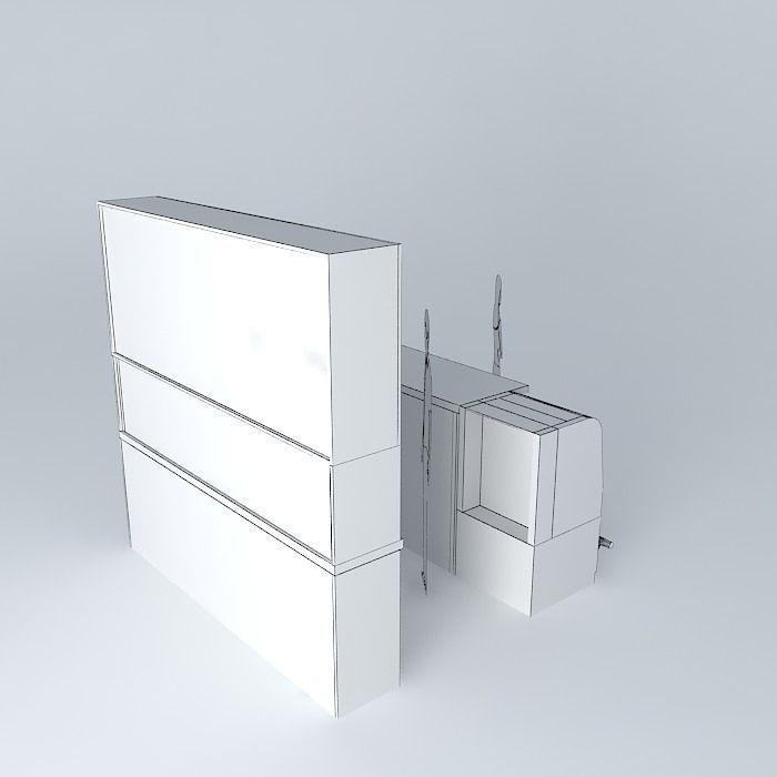 Wgite shop counter Free 3D model_3