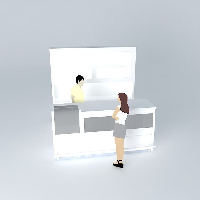 Wgite shop counter Free 3D model_2