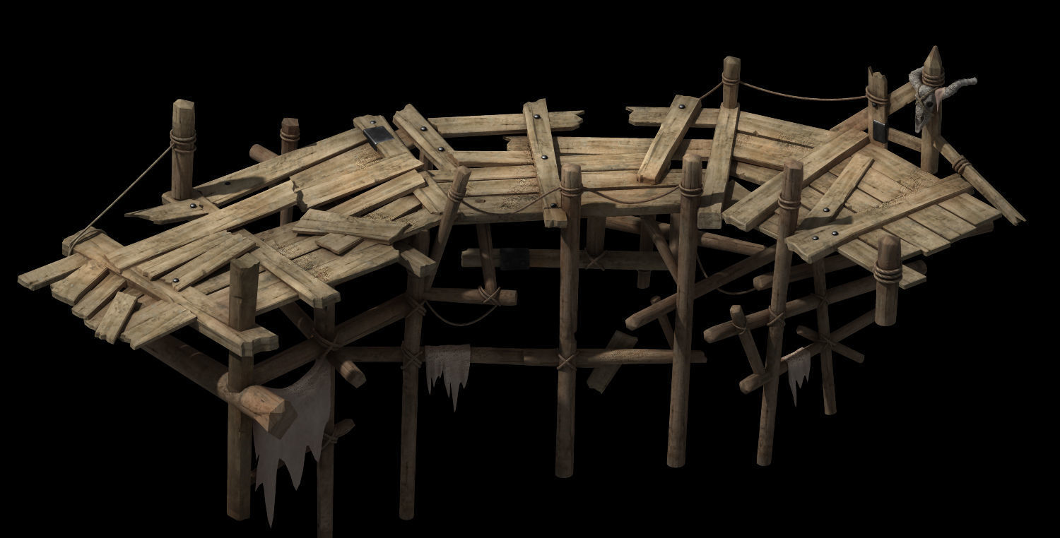 wooden Bridge 3D model_1