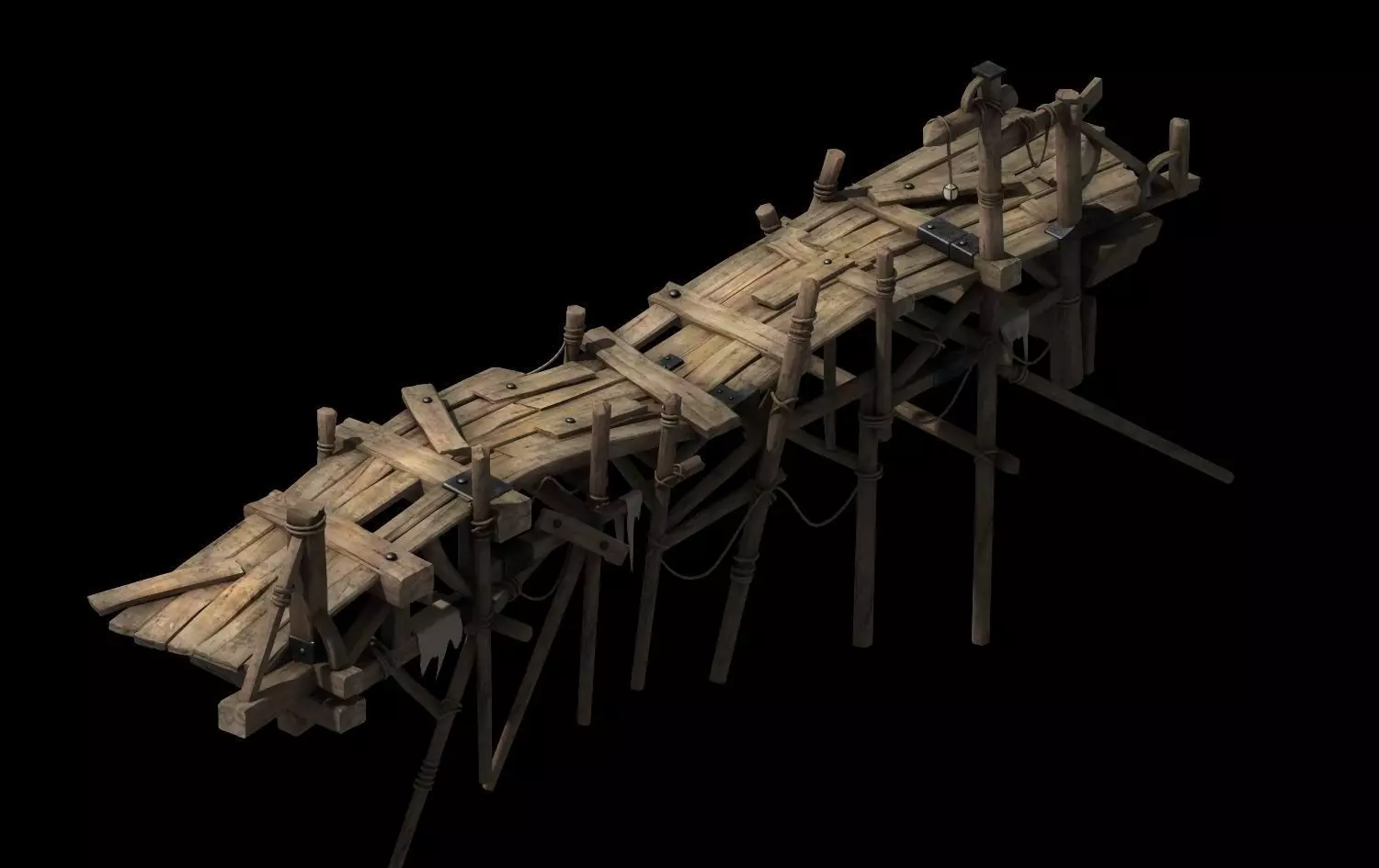 wooden Bridge 3D model_0