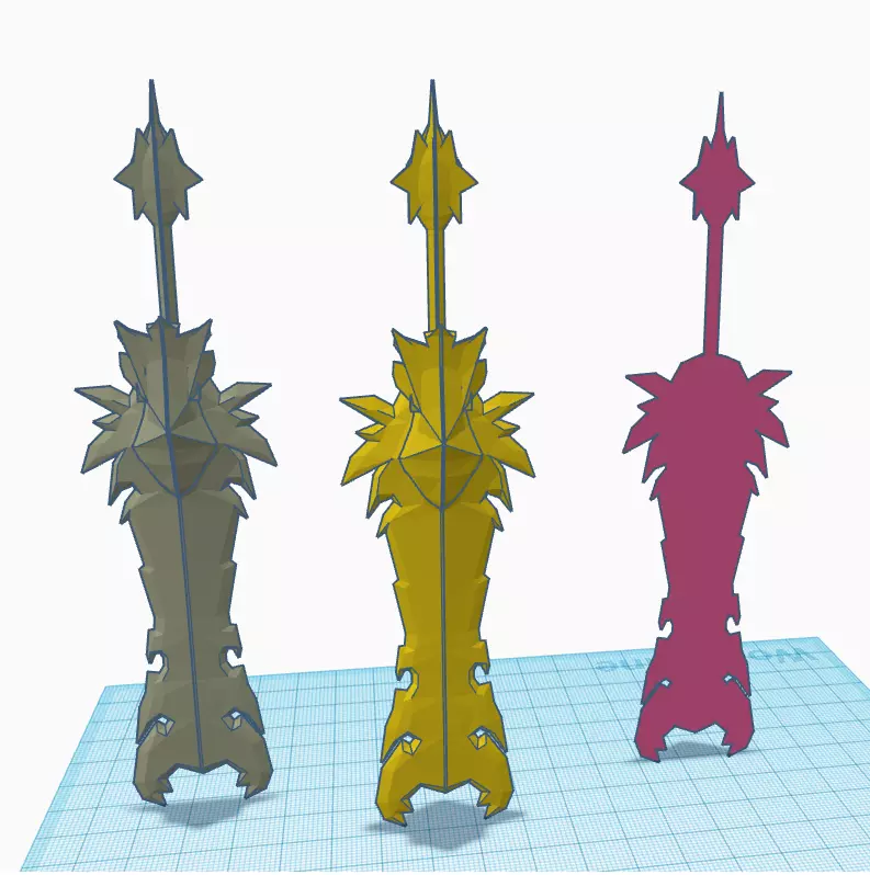 Silkroad Online game weapon 2 hand 15 degree 3D print model