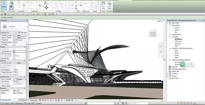 Revit file - Milwaukee Art Museum 3D model
