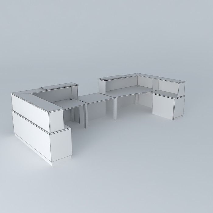 Wooden counter 3D model_4