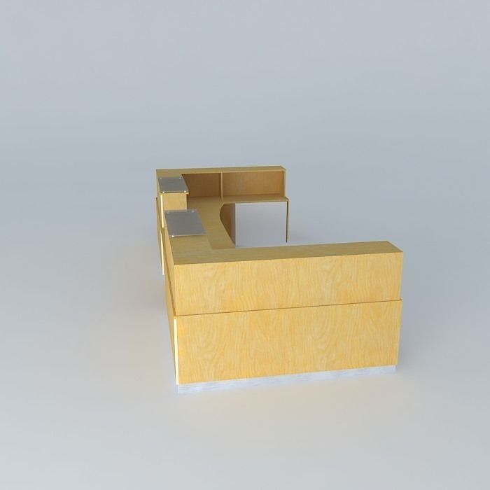 Wooden counter 3D model_2