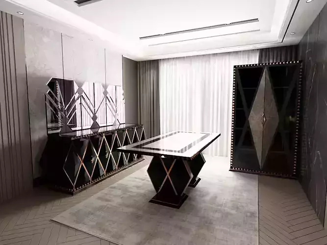 Table Set 1 modern dining room with marble and chairs