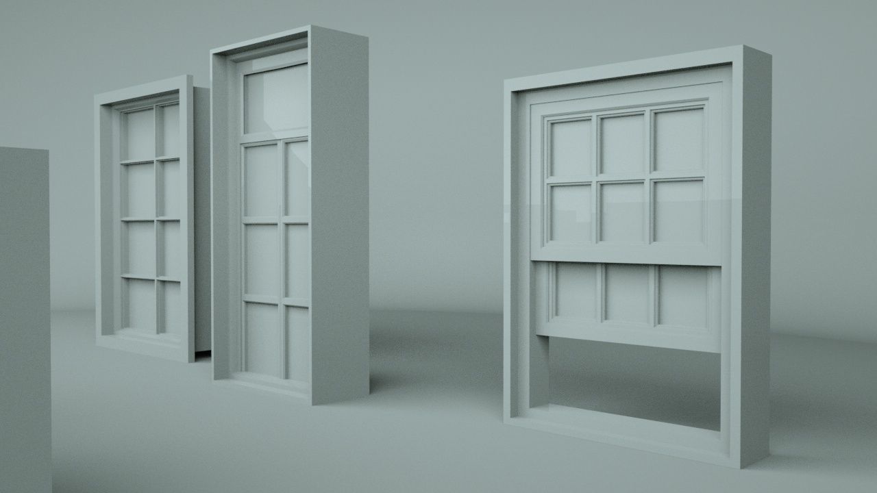 Windows doors and drawers Low-poly 3D model_2