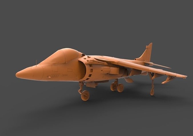 AV-8B orange fighter jet 3D print model