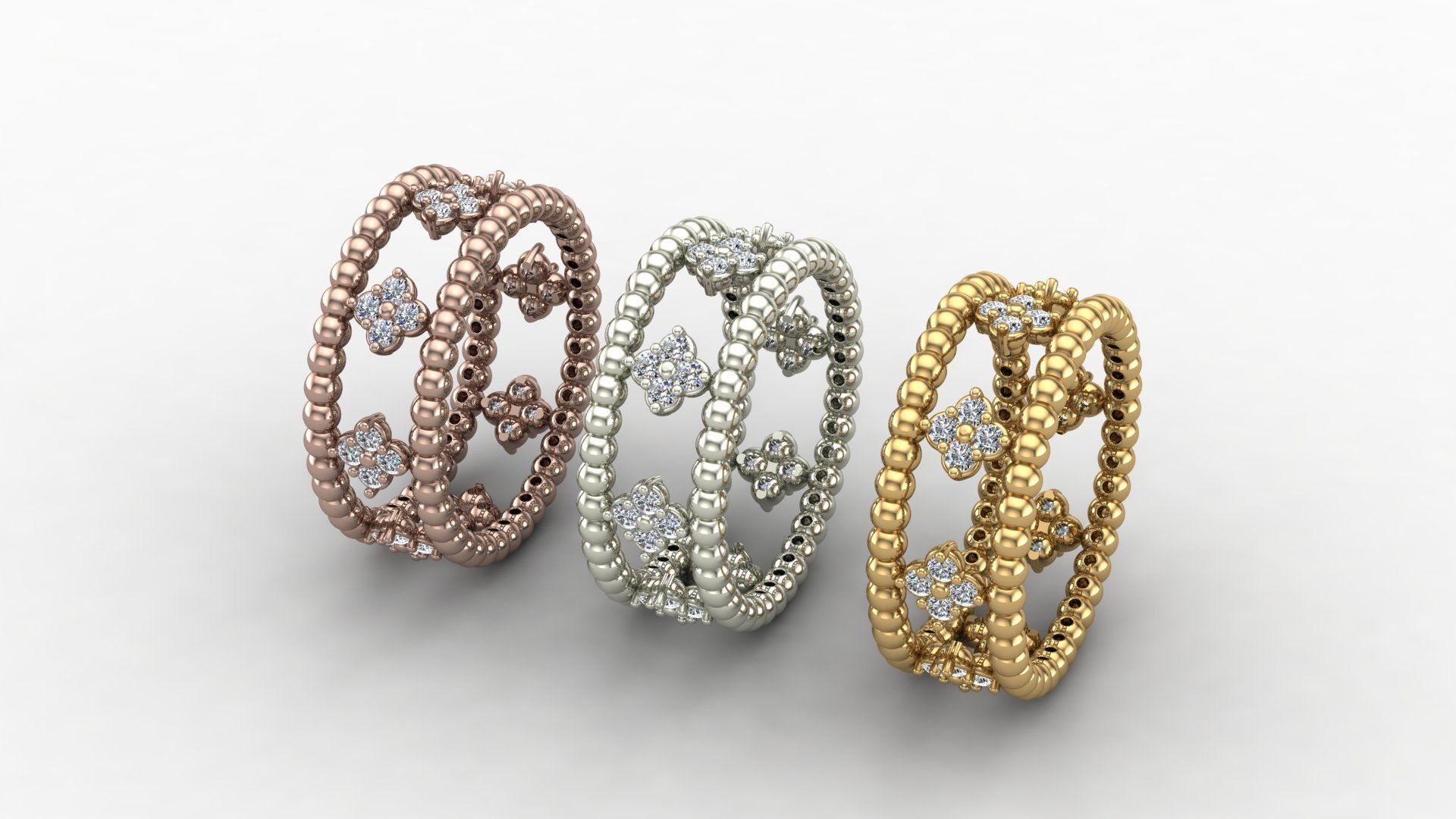 Lumpy Flowers Ring 3D print model_2