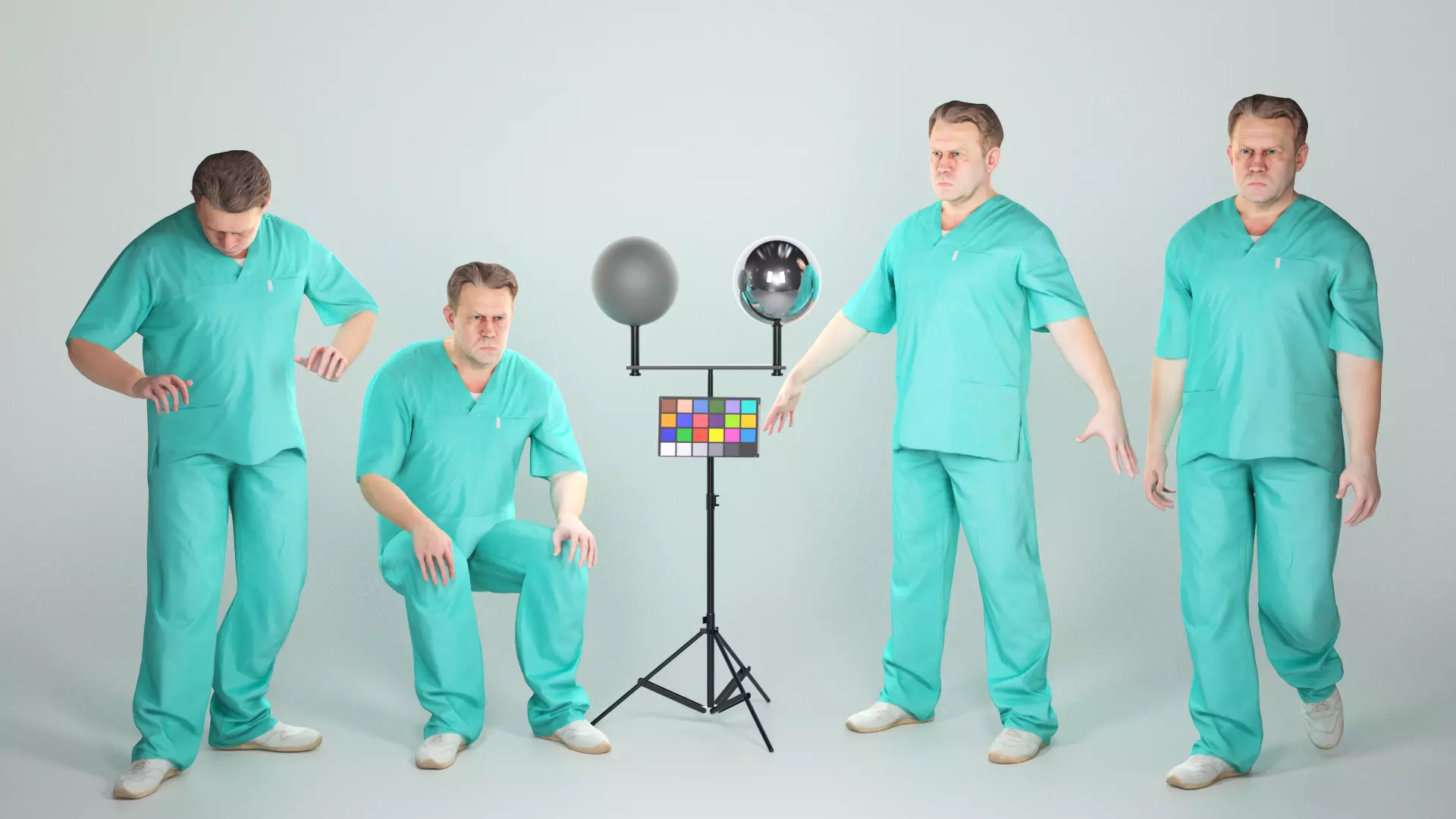 Animated surgical doctor male walking working sitting 80 Low-poly 3D model