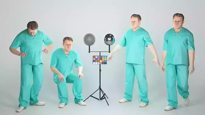 Animated surgical doctor male walking working sitting 80