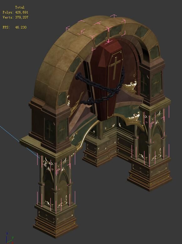 City underground palace - Shimen - coffin 3D model_2
