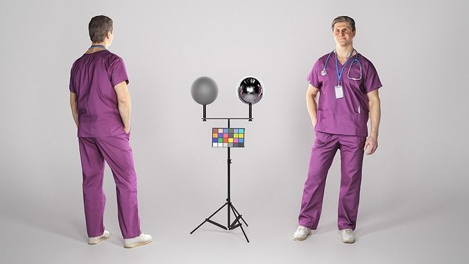 Adult surgeon with a stethoscope 81 Low-poly 3D model
