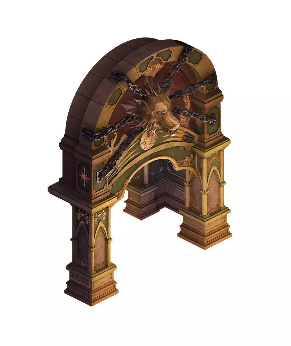 City underground palace - Shimen - wolf head 3D model_0