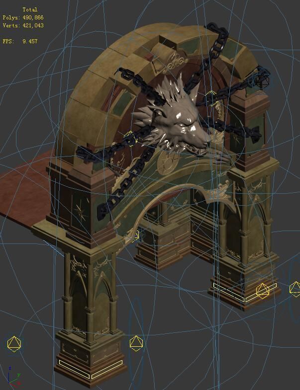 City underground palace - Shimen - wolf head 3D model_2