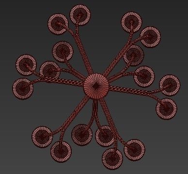 Brass Blue Glass Tube Chandelier by Hans Agne Jakobsson 3D model_1