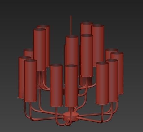 Brass Blue Glass Tube Chandelier by Hans Agne Jakobsson 3D model_4