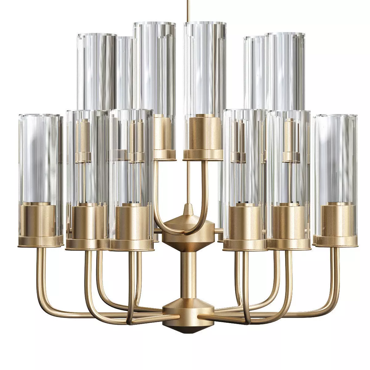 Brass Blue Glass Tube Chandelier by Hans Agne Jakobsson 3D model_0