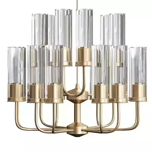 Brass Blue Glass Tube Chandelier by Hans Agne Jakobsson