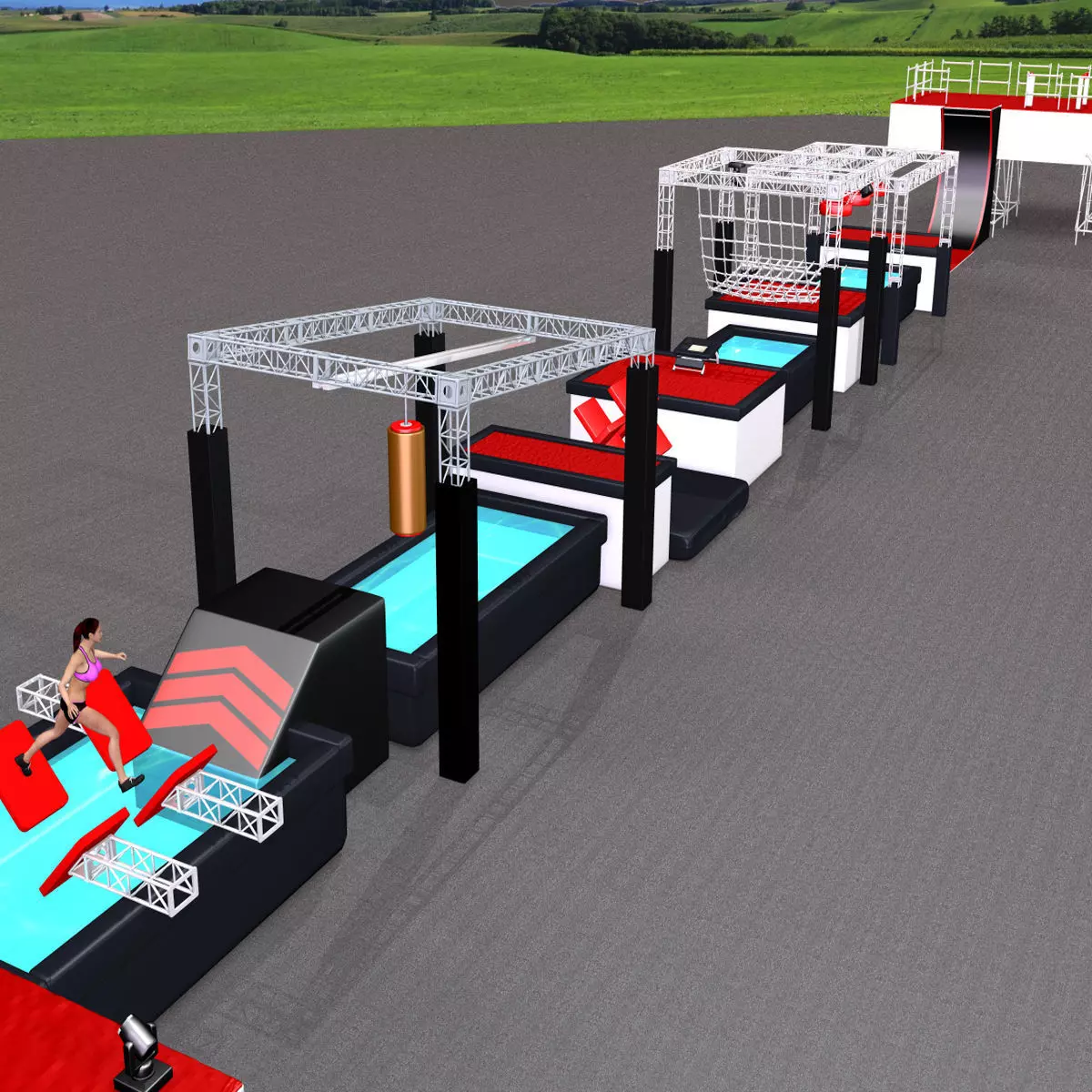  Ninja Obstacle Course 3D model_0