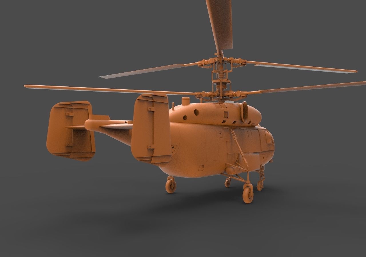 Ka-27 orange helicopter 3D print model_4