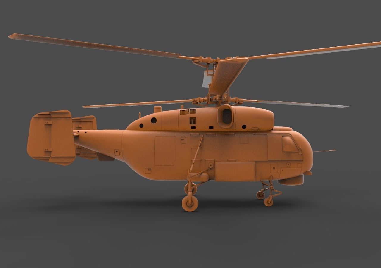 Ka-27 orange helicopter 3D print model_3