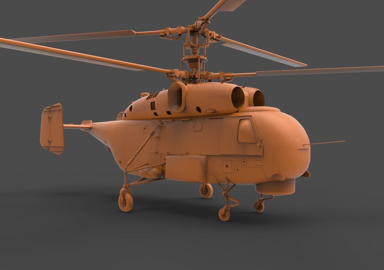 Ka-27 orange helicopter 3D print model_2