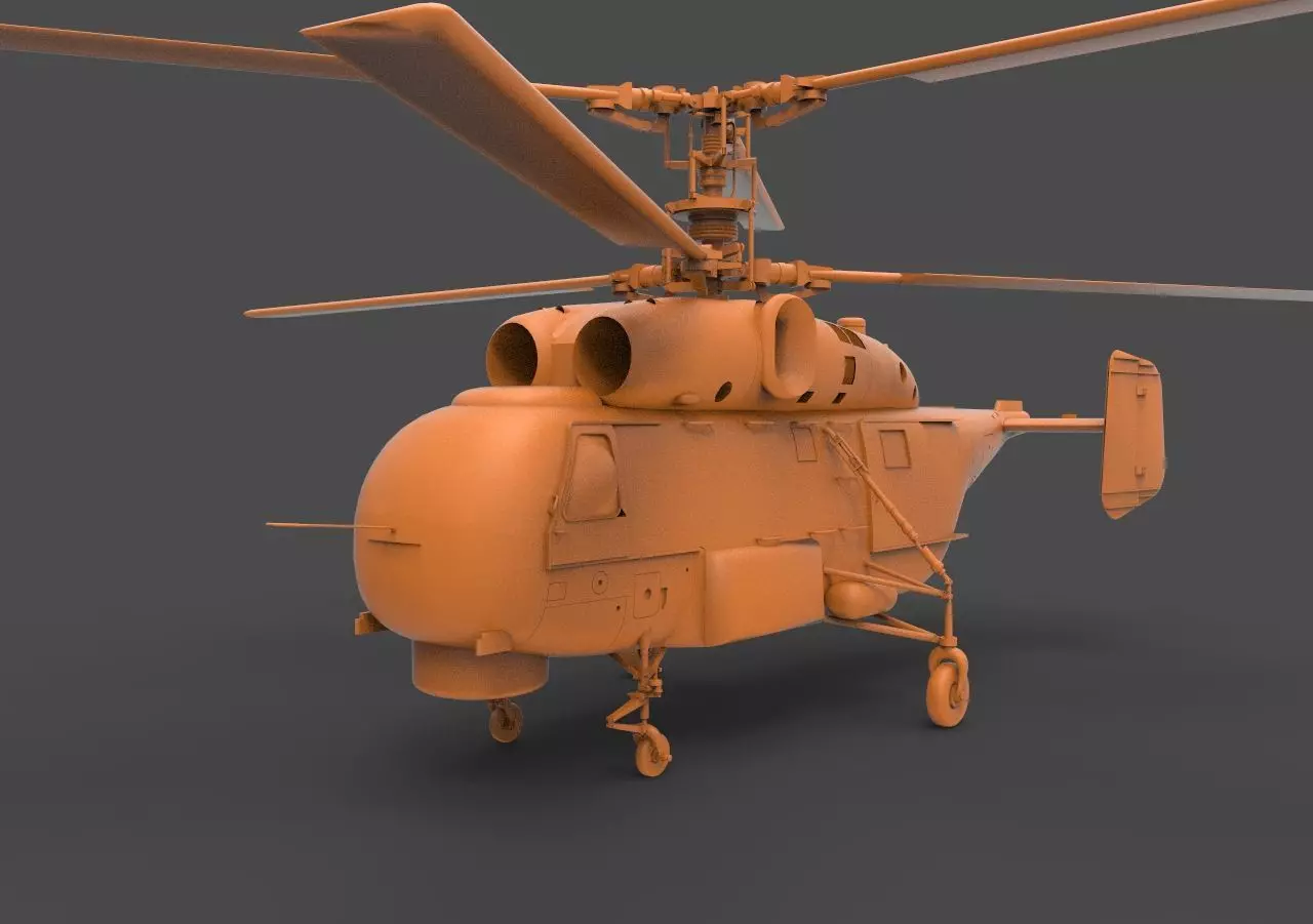 Ka-27 orange helicopter 3D print model_0