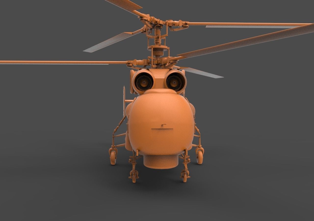 Ka-27 orange helicopter 3D print model_1