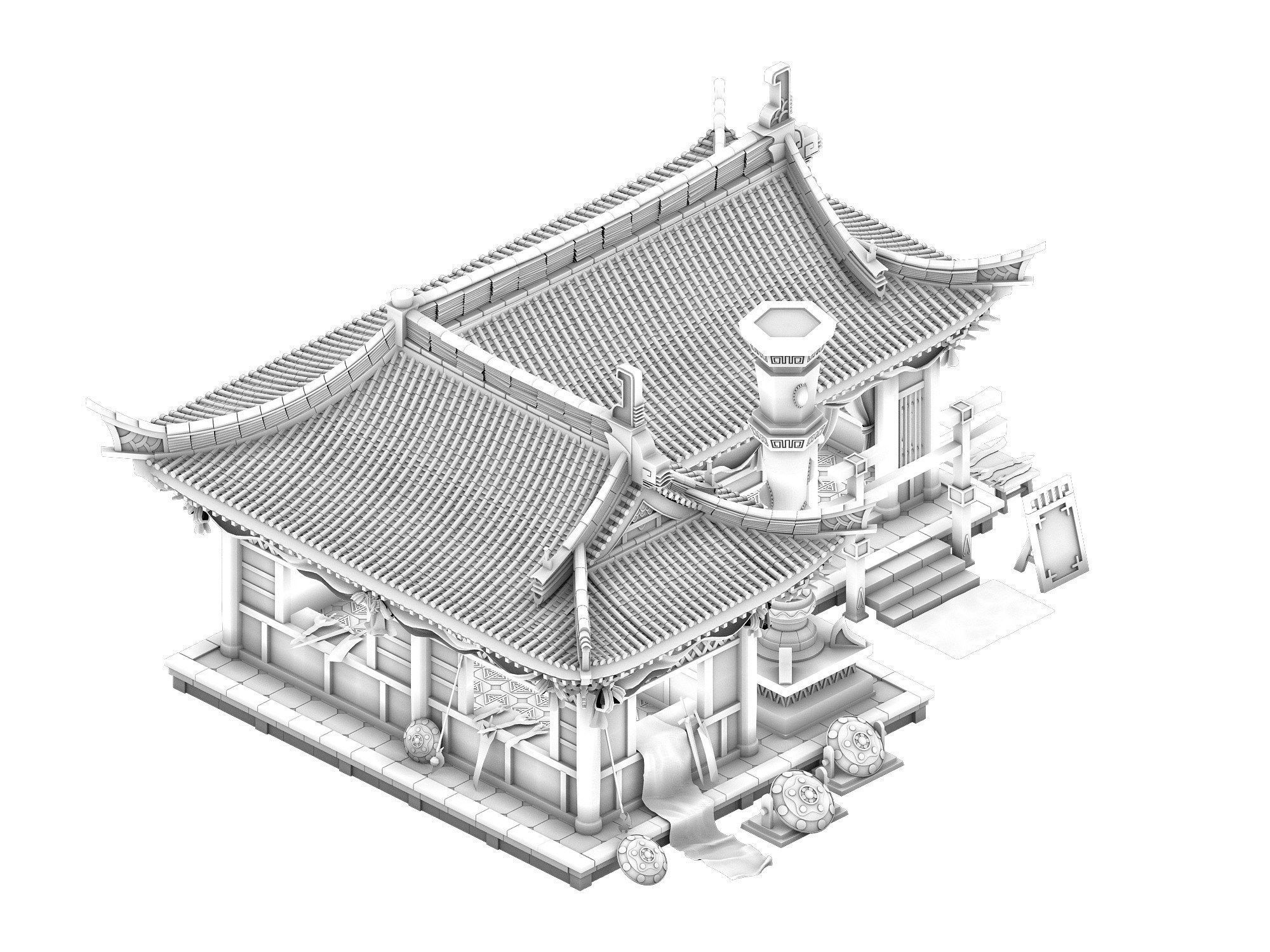 Game Model - Urban construction gem mosaic shop 3D model_2