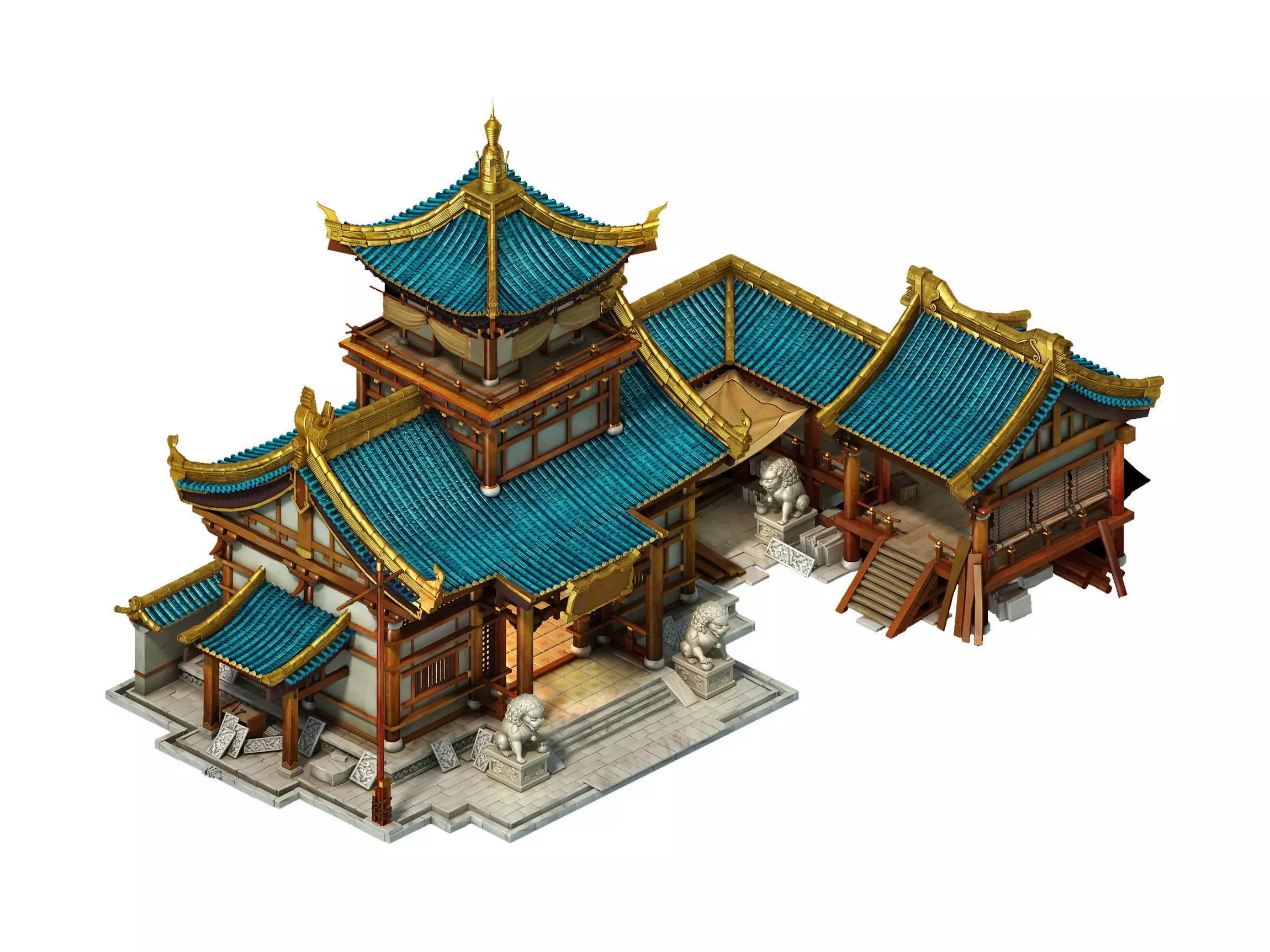 model - city building - building materials shop 3D model_0