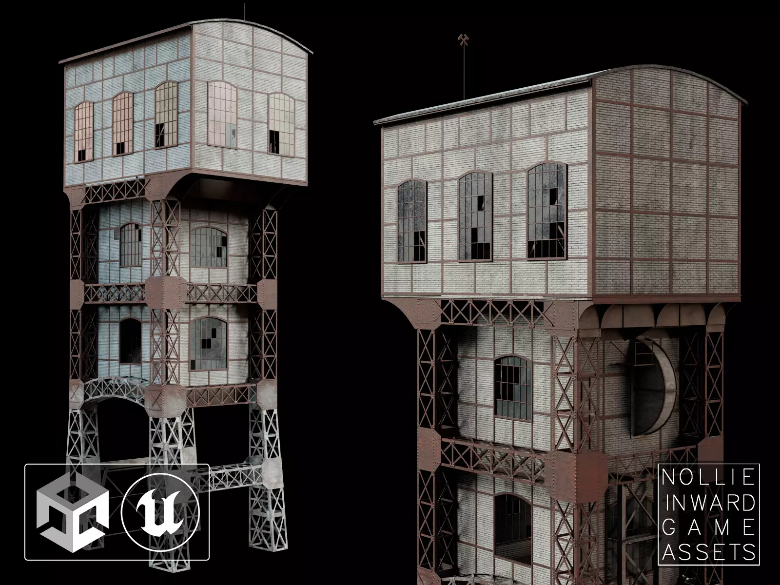 Coal Mine Shaft Tower - KWK Polska I Low-poly 3D model